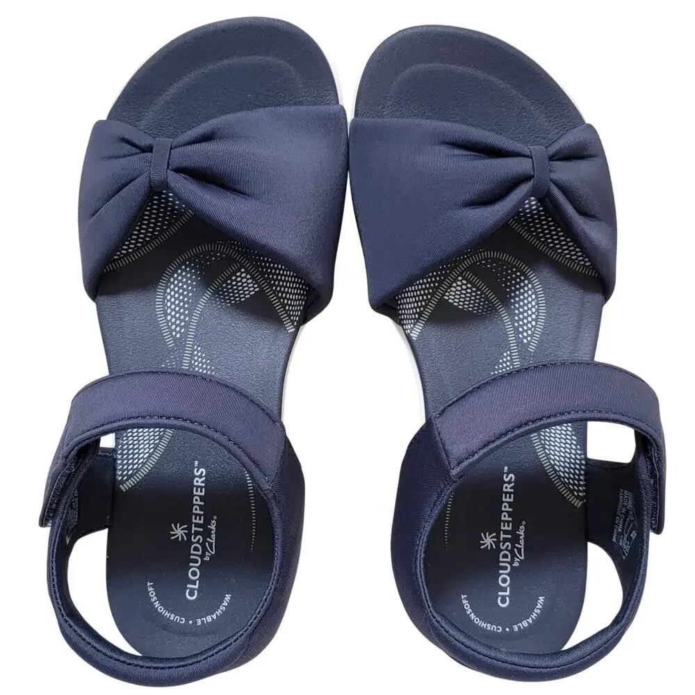 Clarks Cloudsteppers Breeze Rae Sara Ankle Strap Sandals Size US 9M Navy Blue